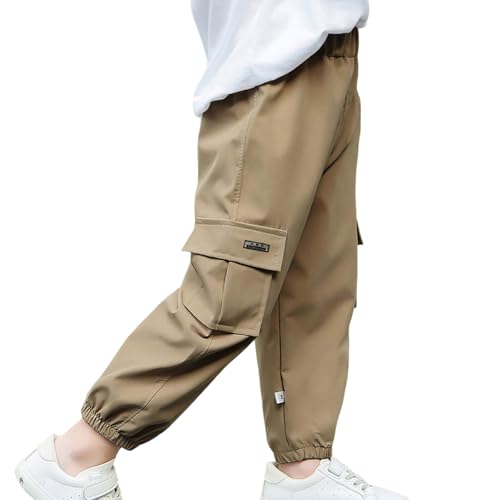 Boys Summer Casual Cargo Pants Lightweight Comfortable Outdoor Play Travel Basic Long Pants for Toddler Kids