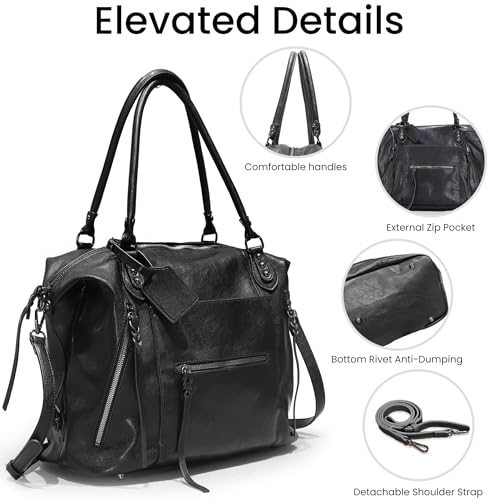 Bolso tote grande para mujer de cuero vegano 21L miniatura 5