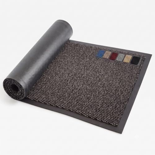 GULLAMBO Door Mats Indoor Absorbent Non-Slip Washable Door Mat for Back & Front Door Patios- Stylish Low Profile Rubber Backed Dust & Dirt Trapping Doormat Barrier Mat (Anthracite 40cm x 60cm)