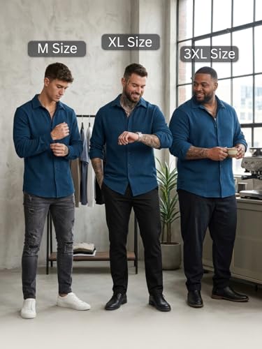 Image of GRECIILOOKS Casual Shirt for Men's | Full Sleeve Textured Shirts for Men | Regular Fit Wrinkle Free Premium Shirts for Man | Biker Streetwear Office Travel Dinner Style