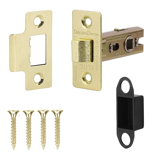 Decoranddecor 2.5 Inch Tubular Mortice Latch for Internal Doors, Fire Rated - 1 Pack - 44 mm Back Set - 64 mm Overall Length - Polished Brass