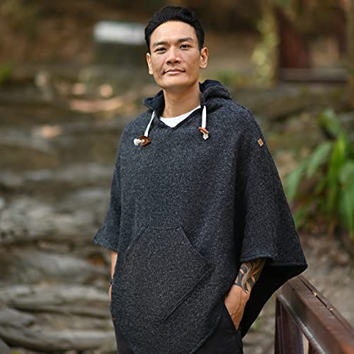 virblatt - Poncho Men & Women | Wool & Fleece | Unisex Hooded Winter Wool Poncho Men Warm S - XXL3