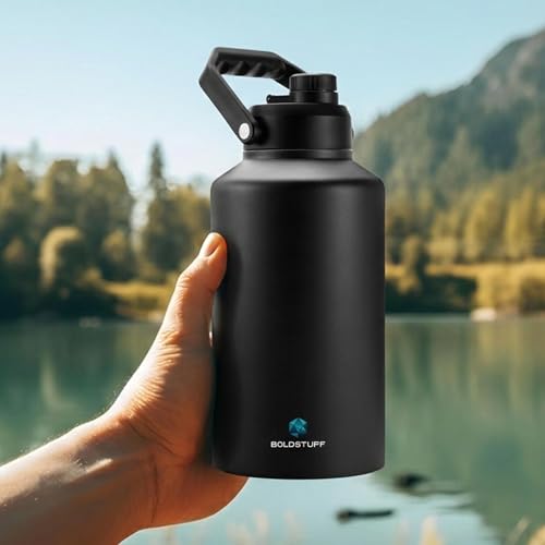 Image of Insulated Water Bottle 3000ml, Hot Water Bottle, Thermosteel Water Bottles for Travel, Home, Office, School, Gym, Adults, ISI Certified Water Bottle 12+ Hr Hot and 18+ Hr Cold, Black