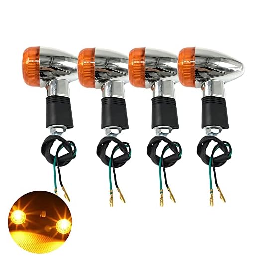 VRWEARE Universal 4pcs Motorcycle Turn Signals Chrome Bullet Front Rear Lights Compatible with Harley Honda Suzuki Yamaha Kawasaki Motorcycle Bobber Chopper