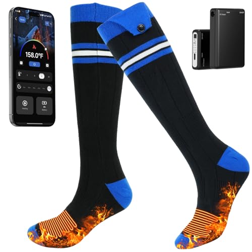 Minthouz Heated Socks for Men Women, 6000mAh*2 Battery Rechargeable Heating Electric Socks, APP Control Heated Sock, Gifts for Camping Fishing Cycling Skiing Skating Hiking Camping Outdoor Work
