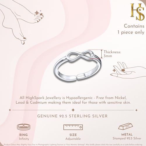 Image of HighSpark Silver Toe Ring /Band Ring for Women | 92.5 Sterling Silver Adjustable Toe Rings | 1 Piece Only | Minimal & Elegant Designs