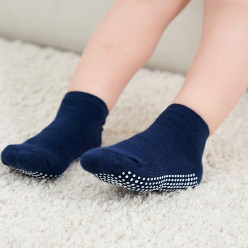 Image of Zaples Baby Non Slip Grip Ankle Socks with Non Skid Soles for Infants Toddlers Kids Boys Girls
