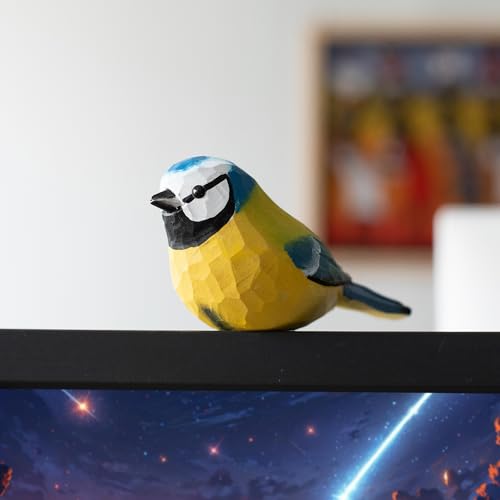 Figura de Madera Pájaro Herrerillo Eurasiano Hecha a Mano miniatura 7