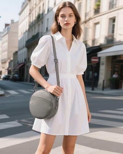 Image of COOLCY Leather Crossbody Bags,Circle Purse Shoulder Bag, Fashion Round Handbag for Travel,Valentine's Gift for Women