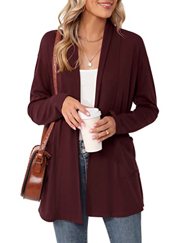 Image of Micoson Women's Long Sleeve Open Front Cardigan Casual Loose Lightweight Cardigans with Pockets