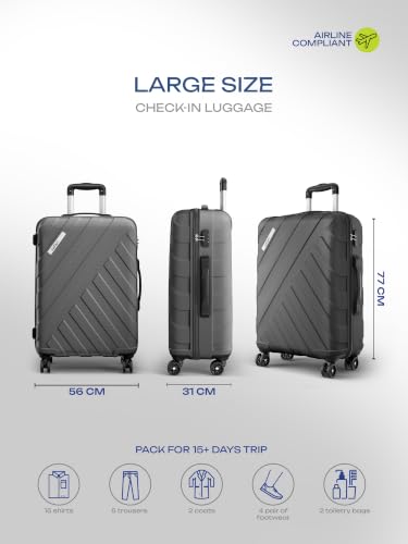 Image of Safari Large Voro77cm Trolley Bag Hard Case Polypropylene, 8 Spinner Wheels, 360 Degree Wheeling Carry on Luggage, Travel Bag, Suitcase for Travel, Trolley Bags for Travel, Gunmetal
