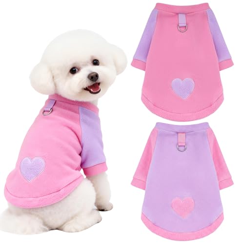 Pijamas para perros 2 piezas de fleece con diseño de corazón