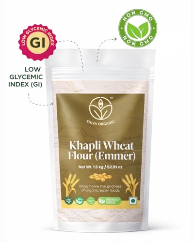Image of Shiva Organic Khapli Wheat Flour (1.5 kg) | High Dietary Fiber for Easy Digestion | Stoneground Emmer Wheat Flour | Khapli Atta