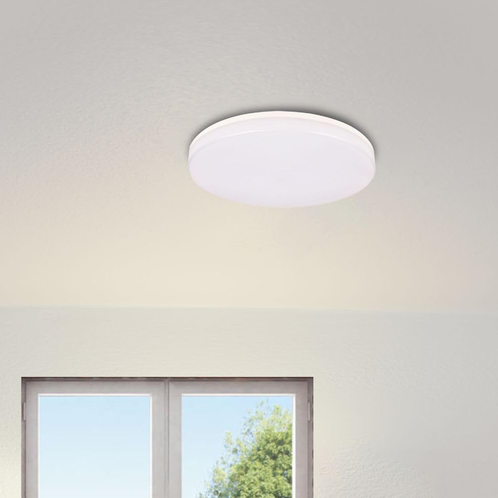 Voltman - Plafonnier rond spécial Salle de Bain IP44 (15 W 1350lm 4000K) - Blanc