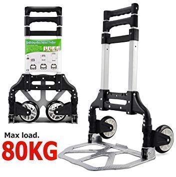 Image of Folding Aluminum Heavy-Duty Luggage Trolley Cart With Telescoping Handle And Rubber Wheels 80 Kg Loading Capacity Hand Shopping Trolley (80 KG)