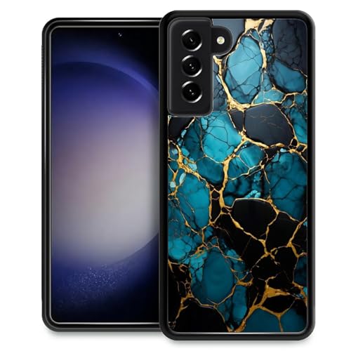 DAIZAG Compatible with Samsung Galaxy S23 Case,Blue Black Gold Marble Slim Scratchproof Anti-Drop Pattarn Design for Boys Girls Protective Shell Case for Samsung Galaxy S23