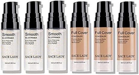 Face Primer Makeup(3Pcs) & Full Cover Concealer(3Pcs) Women Makeup Set, Smooth Creamy Cosmetic Perfectly Cover Face Body Blemishes,Tattoos,Brown Spots,Eye Circles
