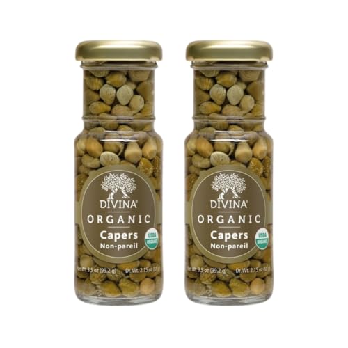 DIVINA Organic Capers, Non Pareil, 3.5 oz, (2-Pack)