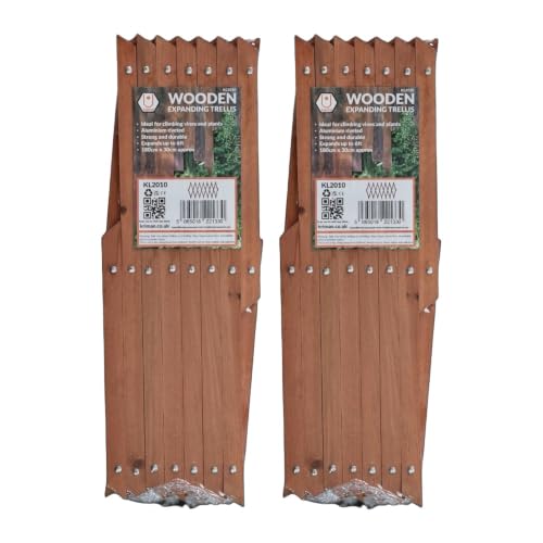 Image of Kanta Wooden Trellis Expanding Garden Panel Extends up to 180cm (6ft), Aluminium Riveted Heavy Duty Trellis, Corrosion Resistant Support for Climbing Plants, Vines & Shrubs – Pack of 2 (180cm x 30cm)