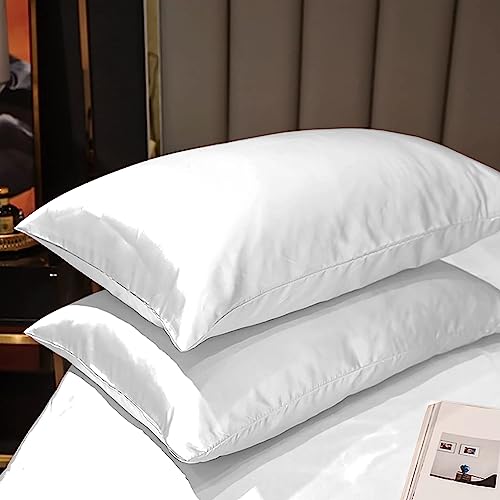 Image of Soft and Silk Satin Bedsheet for Single Bed - 400 TC Romantic Bedsheet Set for Bedroom | Bridal Wedding Bedsheet with Pillow Cover | Ideal for Gifting White, Single Bed