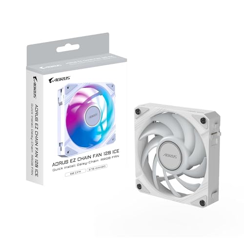 Image of AORUS EZ Chain Fan 120 ICE, 120mm Hydro Dynamic Bearing ARGB Computer Case Fan (Pack of 2)