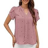 Damen Sommer V-Ausschnitt Liebe Print Petal Kurzarm Shirt Temperament Und Elegante Pendler Damen Tops