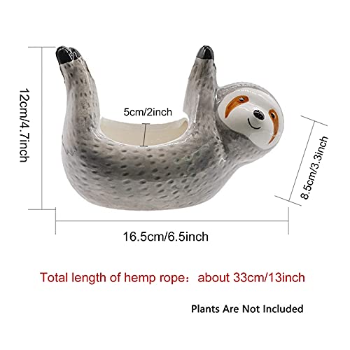 JCYANG Muur opknoping keramische vaas luiaard bloem pot chlorofytum potplant dier schattige dieren planter huis tuin decoratie Keramische vaas (Color : 02) - Afbeelding 8