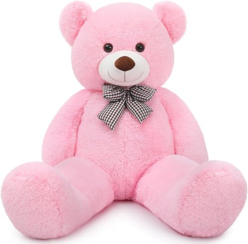 Image of 4 Feet Big Pink Teddy Bear - Soft Plush Giant Stuffed Animal Toy for Kids, Girls, Boys | Cuddly Gift for Birthdays, Valentine's Day (Pink)