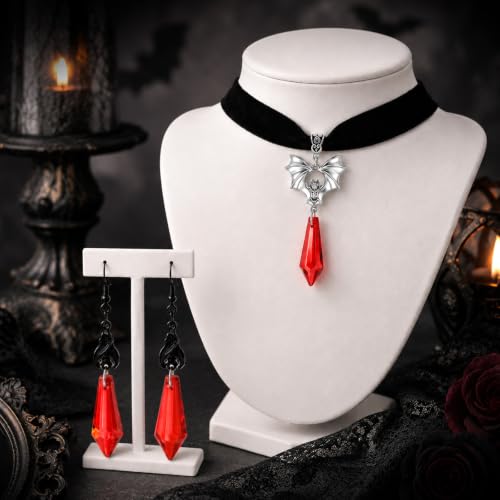 Goth Bat Earrings Necklace for Women Halloween Gothic Vampire Jewelry Set - image 7