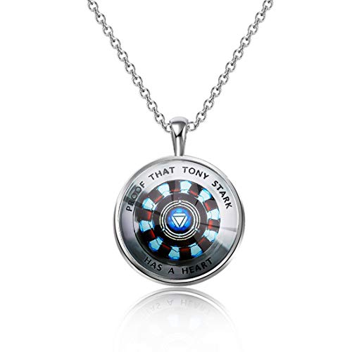 POTIY Gift for Fan Proof That Tony Stark Has A Heart Jewelry Tony Stark Keychain The Avengers Gift(Necklace-2)