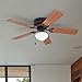 Prominence Home Alvina Traditional 42 Inch Ceiling Fan with Light, LED Flush Mount Ceiling Fan, Indoor Fan with 5 Blades, Light Cherry and Maple Brown Blade Finish Options, Bronze (50860-01)