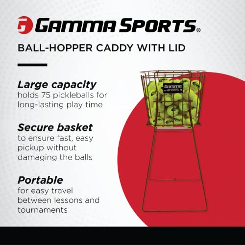 Gamma Sports Hi-Rise 75 Tennis Ballhopper, Heavy-Duty Tennis Ball Pickup Caddy, Gold #TOP1