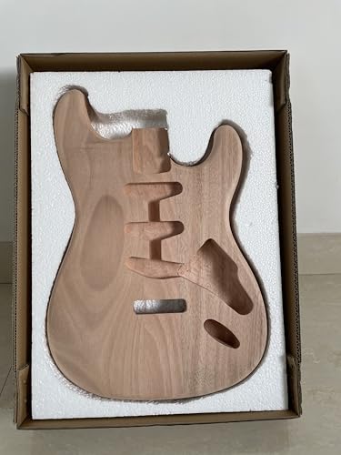 Unfinished Handcrafted Guitar Body Mahogany Wood Electric Guitar Body Guitar Barrel Replacement Parts for Stratocaster Style Guitars DIY Parts S-S-S pickups