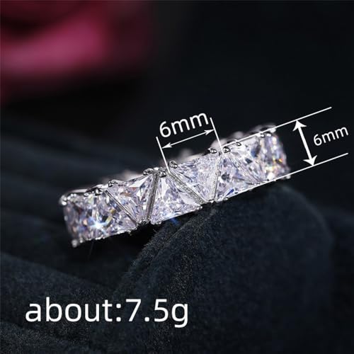 White Gold Plated Triangle Cubic Zirconia Fully Inlaid Fashion Engagement Rings Wedding Bridal Band Promise Rings Evening Parties Anniversary Valentine's Day Gifts Eternity Bands for Women4