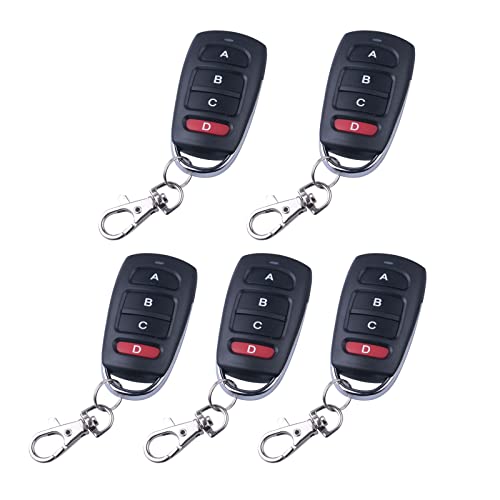 5PCS 433 MHZ Wireless Clone Switch Universal Electric Gate Cloning Remote Control Replacement with Key Fob 100-150M Transmission Distance for Garage Doors Gates
