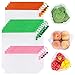 GOGOODA Upgraded Version 15 Pcs Reusable Produce Bags, 3 Size Lightweight Washable and See Through Mesh Produce Bags with Drawstring, Toggle Tare Weight Color Tag, Color Band for Easy to Pick