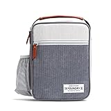 Fit & Fresh Insulated Lunch Box for Kids, Unisex, Polyester, Charcoal, 10' x 8.25' x 4', with Side Pocket and Front Zip