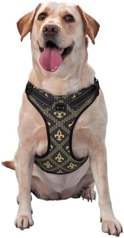 Classical Pattern No Pull Dog Harness for Large Dogs No Pull Dog Leash, Adjustable Large Dog Harness Reflective Dog Vest Harness, Easy Walk Dog Harness for Medium Dogs No Pull Pet Harness