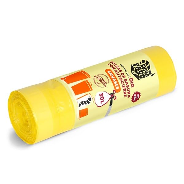 DIA SUPER PACO bolsa de basura con autocierre amarilla 30 lt rollo 30 uds