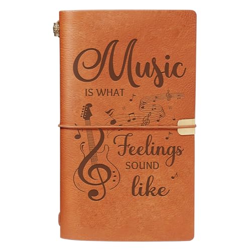 Journal d'écriture rechargeable en cuir citation musique
