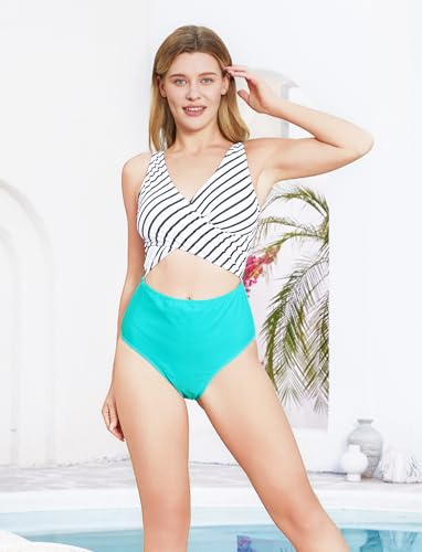 PATPAT Family Matching Swimsuits Swimwear Set for Couples Mommy and Me Striped Spliced Bathing One-Piece Swimsuits