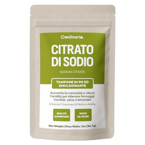 Coolinario Citrato di Sodio (56 g) Tamponatore di pH ed Emulsionante per Formaggi Fusi, Salse e Bevande | Aumenta la Cremositá e Riduce l’Aciditá | Ideale per Gastronomia Molecolare