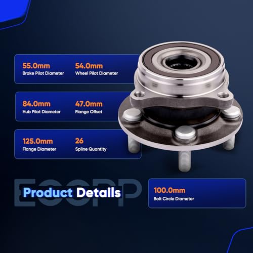 Image of ECCPP 2-Piece 513287 Wheel Hub Bearing for Lexus CT200h 2011-2017 | for Toyota for Prius 2010-2015 5 lugs w /ABS Sensor Pre-Greased Sealed