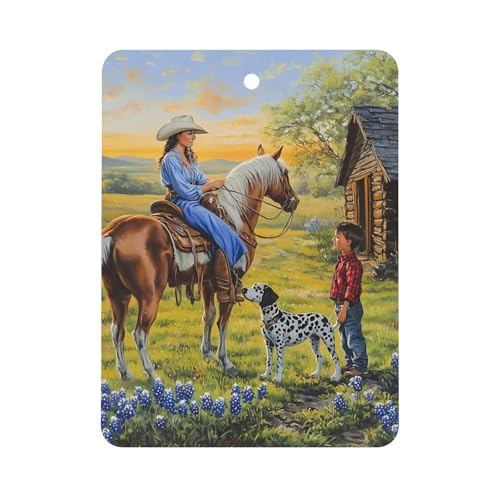 Woman on Horse Car Air Freshener Hanging Aromatherapy Tablets for Car Accessories Square