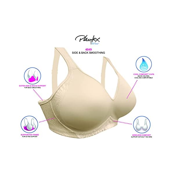Playtex-Womens-18-Hour-Seamless-Smoothing-Full-Coverage-Bra-US4049 Playtex womens 18 Hour Seamless Smoothing Full Coverage Us4049, Available in Single and 2-pack bras, Nude, 38C US