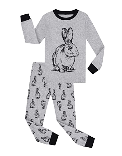 Benaive Easter Pajamas for Boys, Bunny Pjs for Boy Cotton Pajama, 2-Piece Children Pants Set (Rabbit, Grey, 3T) - image 1