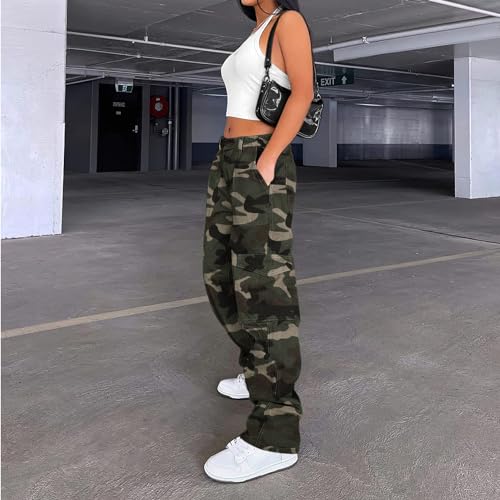 Lepunuo Cargo Pants for Women High Waisted Casual Pants Baggy Stretchy Wide Leg Y2K Streetwear with 6 Pockets - Image 4