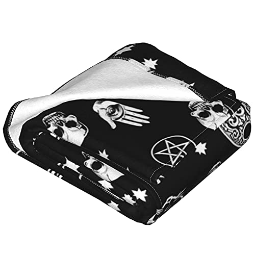 Kadiman Gothic Skull Cat Moon Flannel Fleece Throw Blanket For Kids Lightweight Cozy Plush Bed Bedroom Living Rooms Sofa Couch 50Inx40In #TOP2