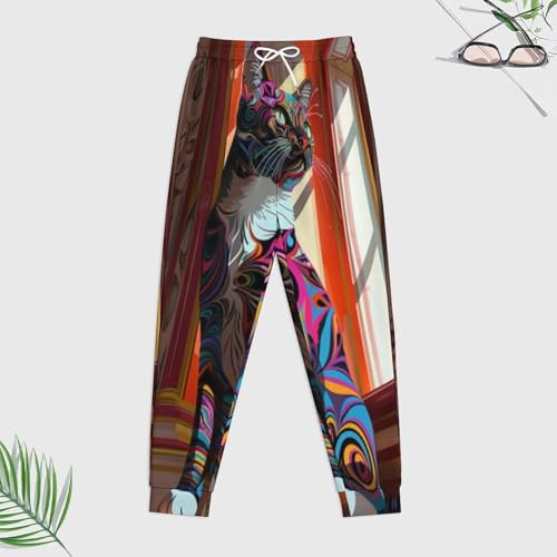 Survêtement homme chat loup 3D rose ensemble pantalon sweat streetwear taille S - 6