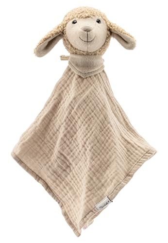 Sterntaler Schmusetuch L Schaf Flocke - Baby Kuscheltuch aus leichtem Musselin - Baby und Kinder Schnuffeltuch aus hochwertigen Materialien - Kuscheltier für zu Hause & Unterwegs, beige